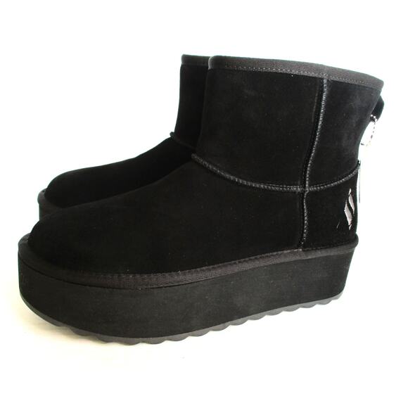 New SKECHERS Keepsakes Stacked Womens Platform Suede Pull On Boots Sz 8 - Picture 1 of 12